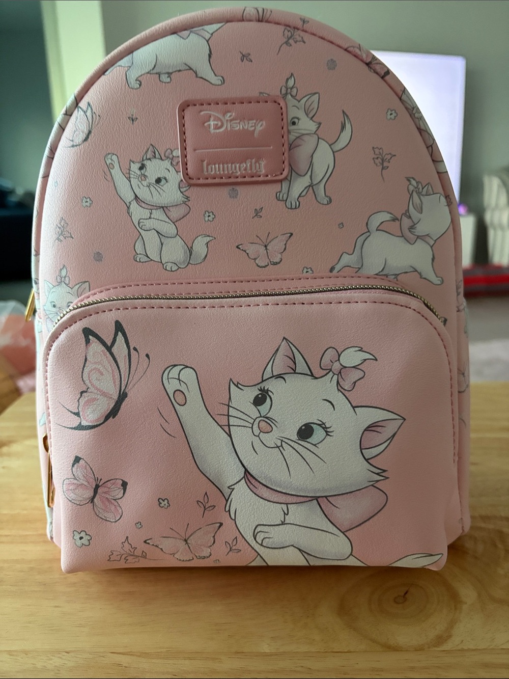 Loungefly Disney Marie Pink Cat Mini Backpack with Butterflies